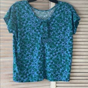BLUE FLORAL EXPANDED BLOUSE SIZE -L